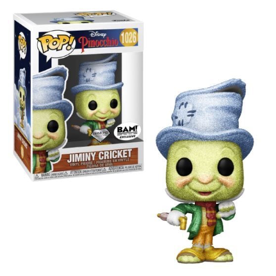 Funko Pop! Disney Pinocchio Jiminy Cricket 1026 Diamond Collection BAM Exclusive + Free Protector