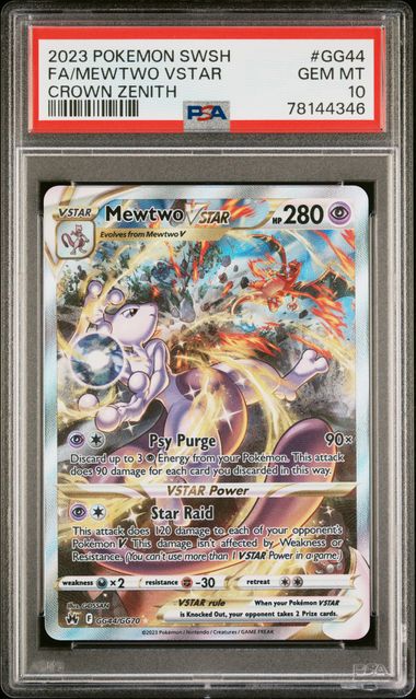 Pokemon TCG! 2023 POKEMON SWORD AND SHIELD CROWN ZENITH #GG44 FA/MEWTWO VSTAR CROWN ZENITH