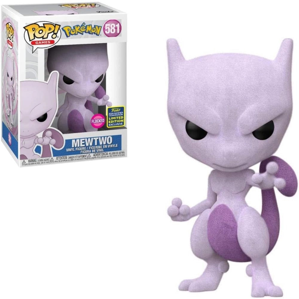 Funko POP! Games: Pokemon #581 Mewtwo Flocked Convention + Protector!