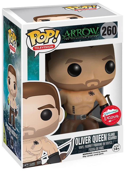 Funko Pop! Arrow The Television Series Oliver Queen Island Scarred 260 Fugitive Toys Exclusive + Free Protector