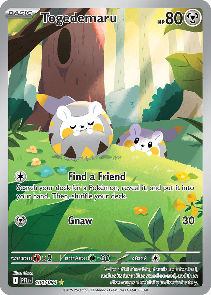 Pokemon TCG! Togedemaru 2025 Phantasmal Flames #104/094 Illustration Rare