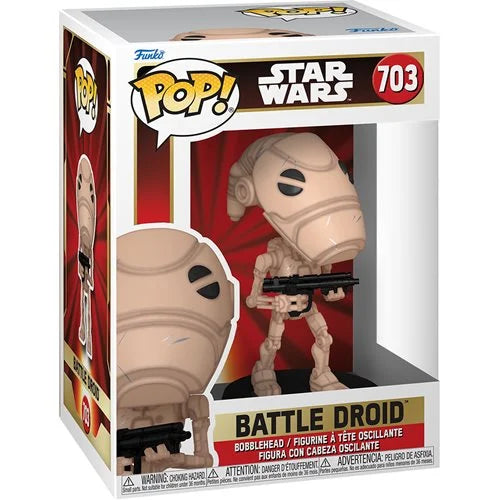 Star Wars: Episode I - The Phantom Menace Battle Droid Funko Pop! Vinyl Figure #703 + PoP Protector