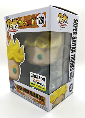 Funko Pop! Dragon Ball Super : Super Saiyan Trunks with Sword 1281 Amazon Glows in the Dark Exclusive + Pop Protector
