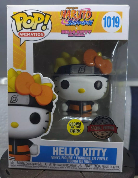 Funko Pop! Sanrio Shonen Jump Naruto Shippuden x Hello Kitty and Friends - Hello Kitty Naruto 1019 Glows in the Dark Special Edition + Free Protector