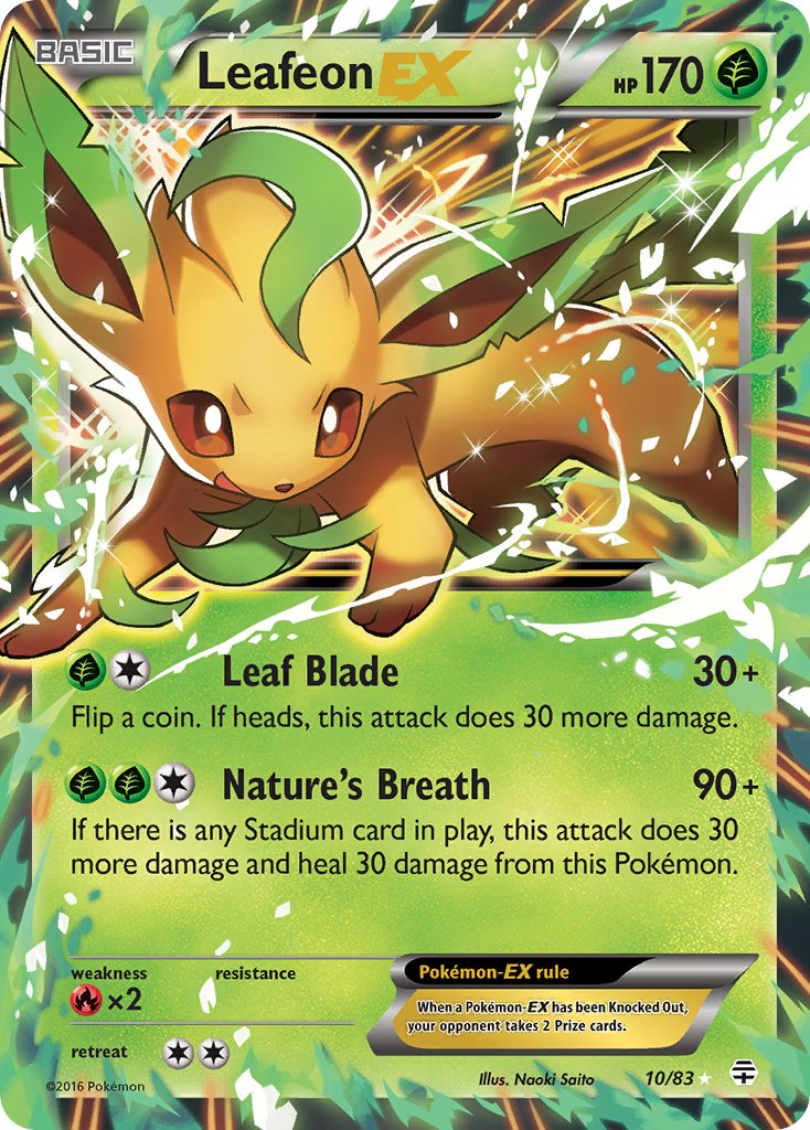 Pokemon TCG! Leafeon EX 2016 Generations #10/83 Ultra Rare
