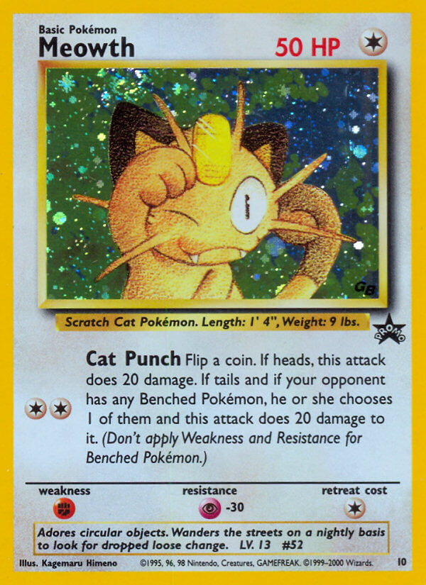 Pokemon TCG! Meowth 2000 WOTC Black Star Promo #10