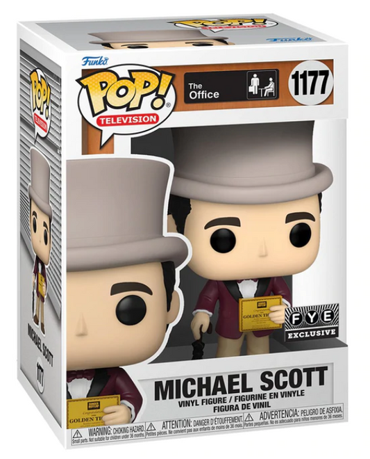 Funko Pop! The Office - Michael Scott Golden Ticket 1177 FYE Exclusive + Free Protector