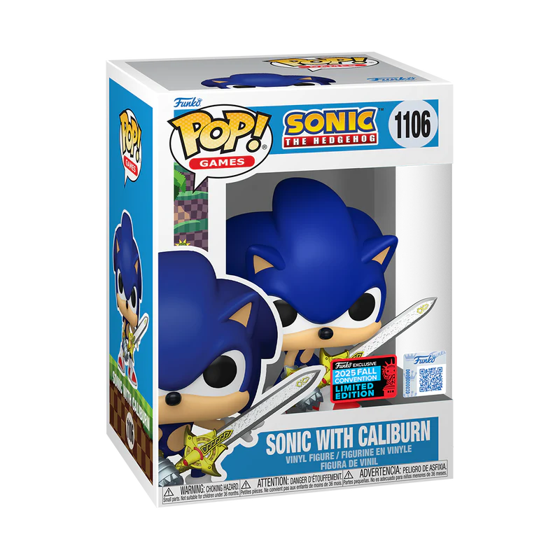 Funko Pop! Sonic The Hedgehog - Sonic with Caliburn 1106 Funko 2025 Fall Convention Exclusive Figure + Pop Protector