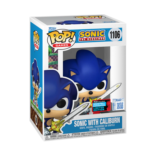 Funko Pop! Sonic The Hedgehog - Sonic with Caliburn 1106 Funko 2025 Fall Convention Exclusive Figure + Pop Protector