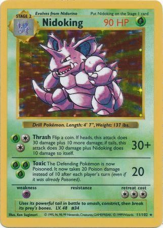 Pokemon TCG! Nidoking 1999 Base Set Shadowless #11/102 Holo