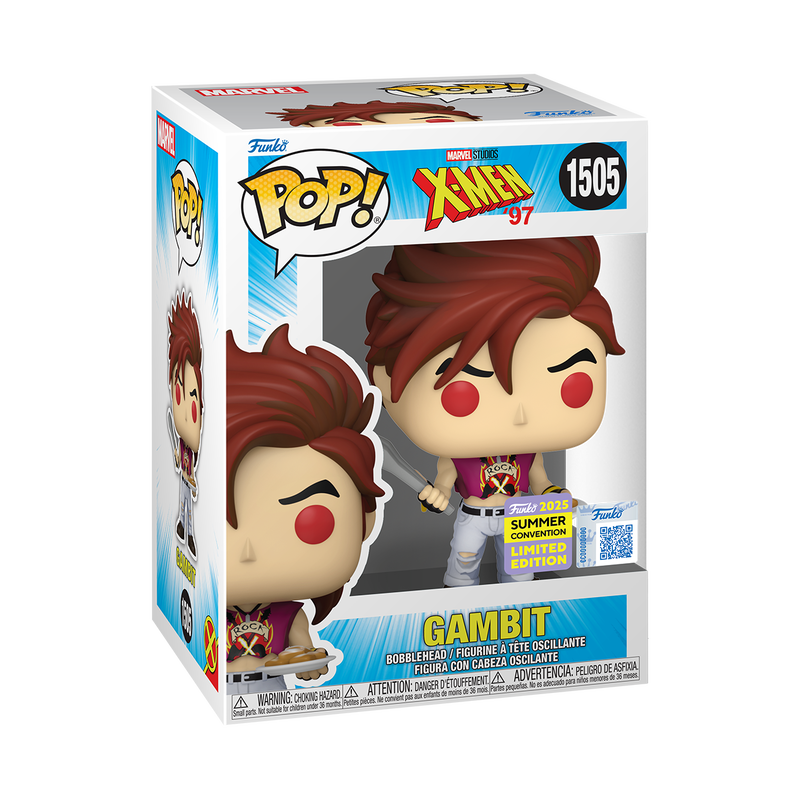 Funko Pop! Marvel X-Men ‘97 : Gambit  with Beignets 1505 Funko 2025 Summer Convention Exclusive Figure + Pop Protector