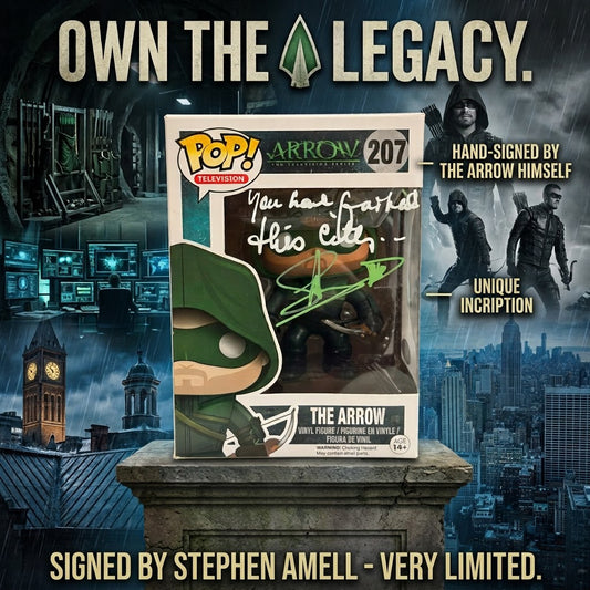 Signed Funko Pop! Arrow - Stephen Amell Autograph with "You Have Failed This City" Inscription + Protector