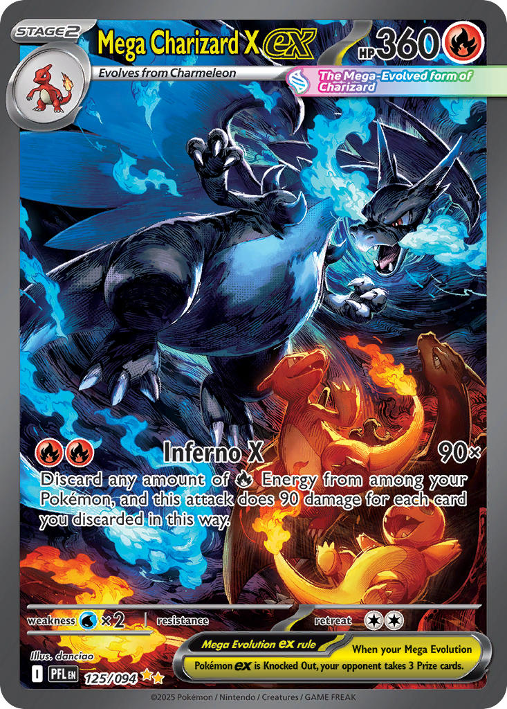 Pokemon TCG! Mega Charizard X ex 2025 Phantasmal Flames #125/094 Special Illustration Rare