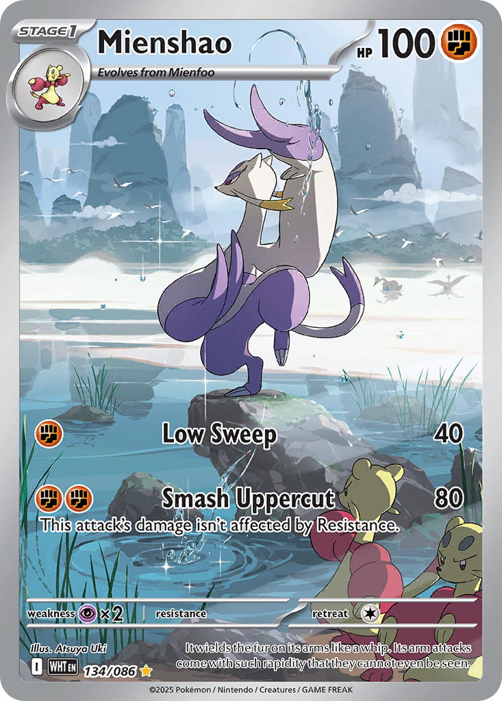 Pokemon TCG! Mienshao 2025 White Flare #134/086 Illustration Rare