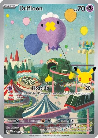 Pokemon TCG! Drifloon 2026 30th Celebration #136/128 Near Mint
