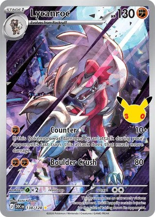 Pokemon TCG! Lycanroc 2026 30th Celebration #138/128