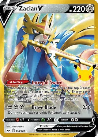 Pokemon TCG! Zacian V 2026 30th Celebration #138/202