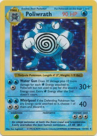Pokemon TCG! Poliwrath 1999 Base Set Shadowless #13/102 Holo
