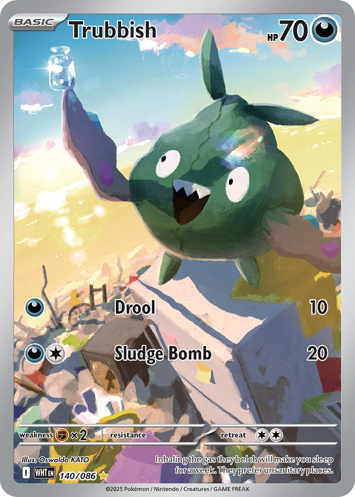 Pokemon TCG! Trubbish 2025 White Flare #140/086 Illustration Rare