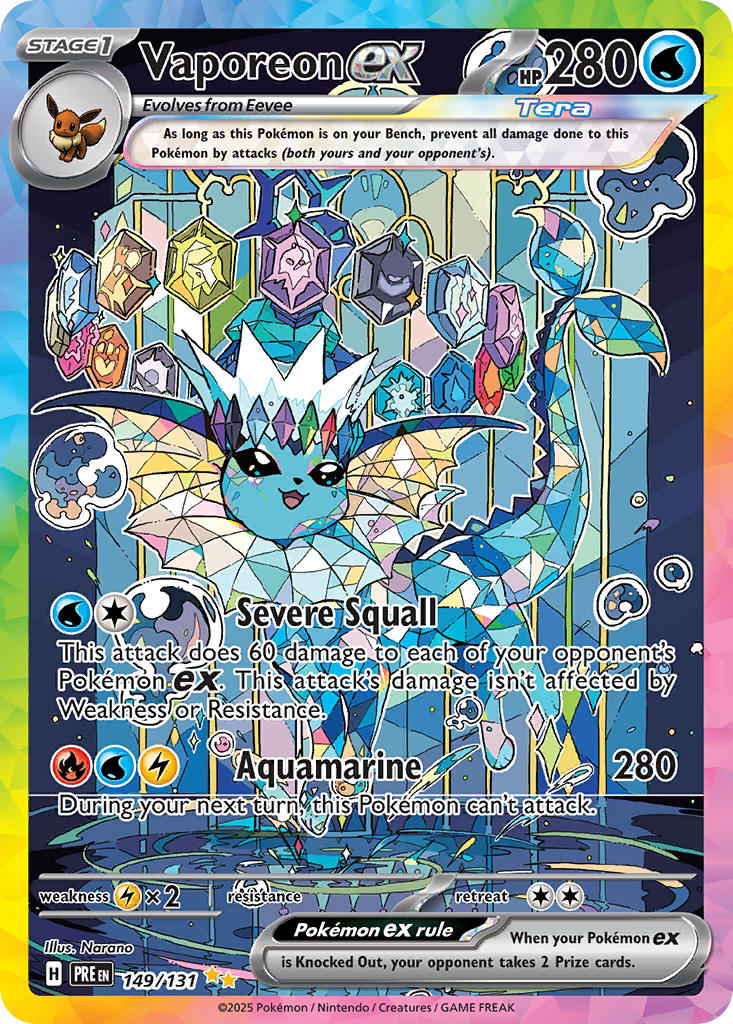 Pokemon TCG! Vaporeon ex 2025 Prismatic Evolutions #149/131 Special Illustration Rare