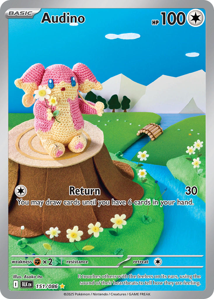 Pokemon TCG! Audino 2025 Black Bolt #151/086 Illustration Rare