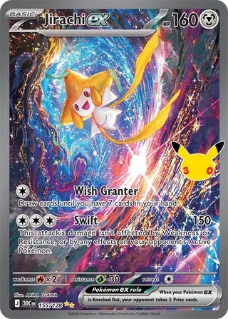 Pokemon TCG! Jirachi ex 2026 30th Celebration #155/128 Near Mint