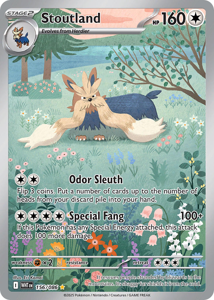 Pokemon TCG! Stoutland 2025 White Flare #156/086 Illustration Rare Near Mint