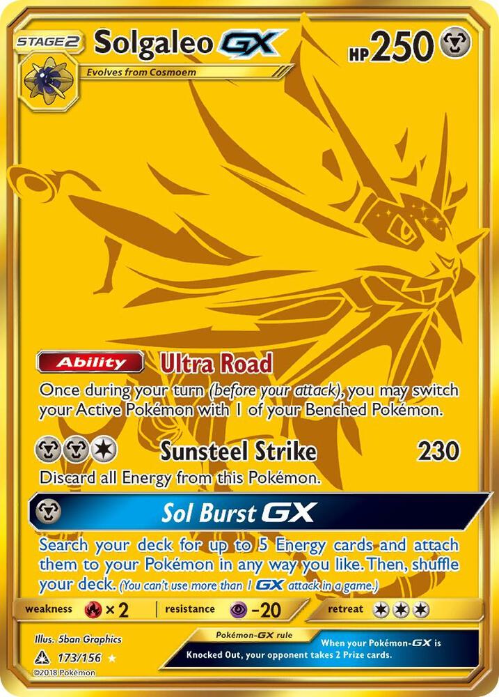 Pokemon TCG! Solgaleo GX (Secret Rare) - SM - Ultra Prism (SM05)