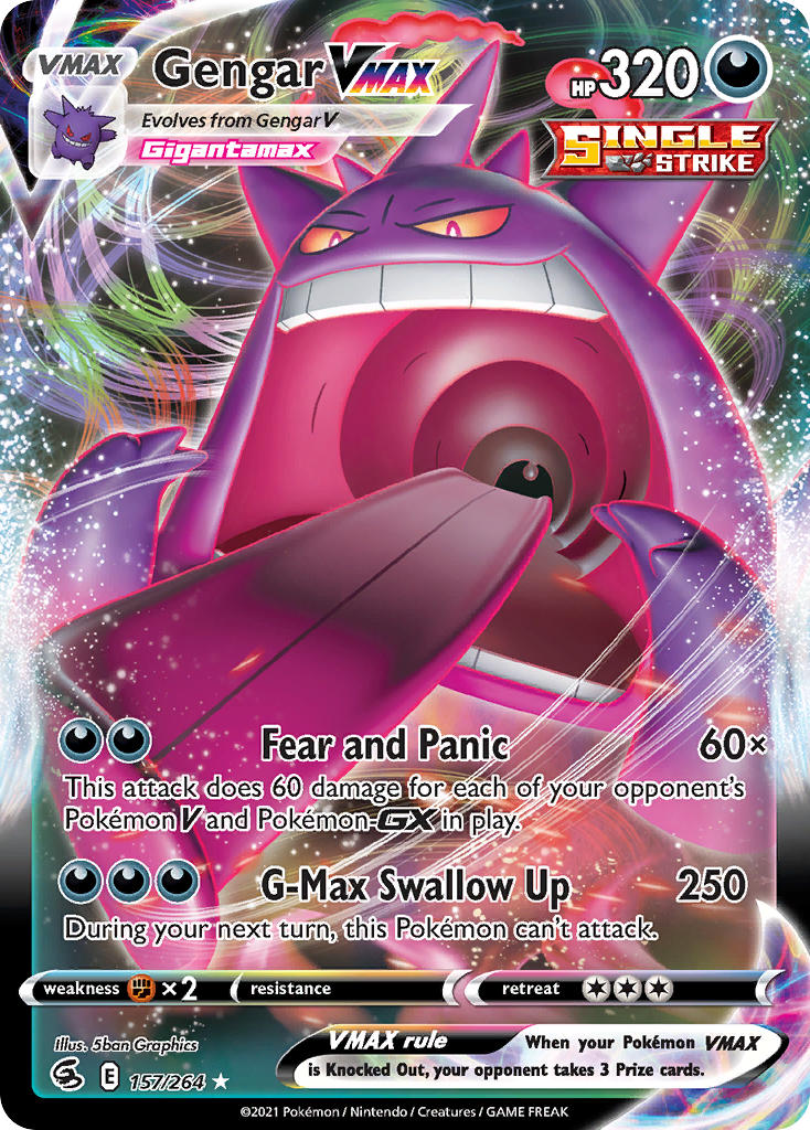 Pokemon TCG! Gengar VMAX 2021 Fusion Strike #157/264 Ultra Rare