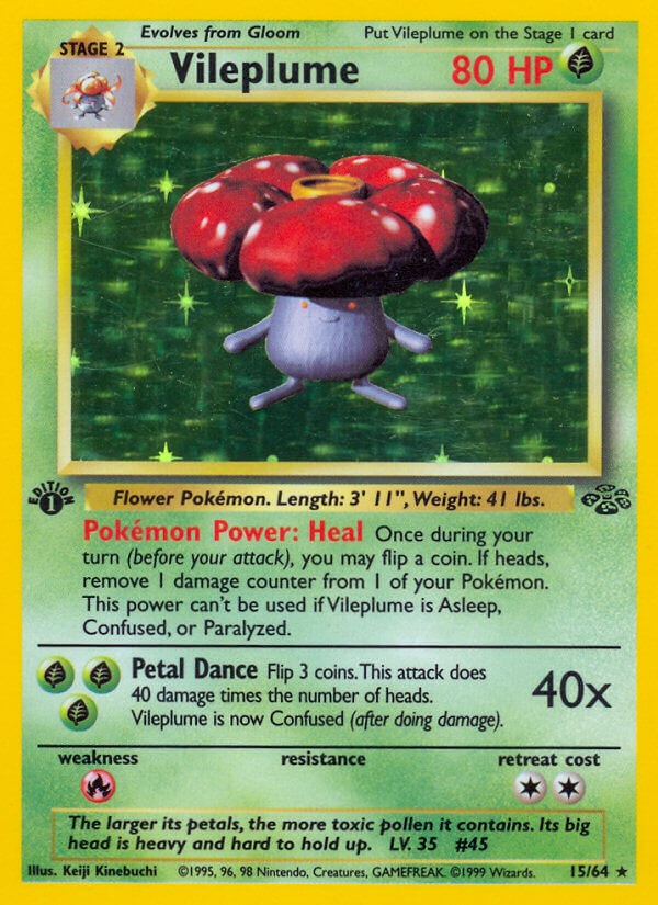 Pokemon TCG! Vileplume 1999 Jungle 1st Edition #15/64 Holo