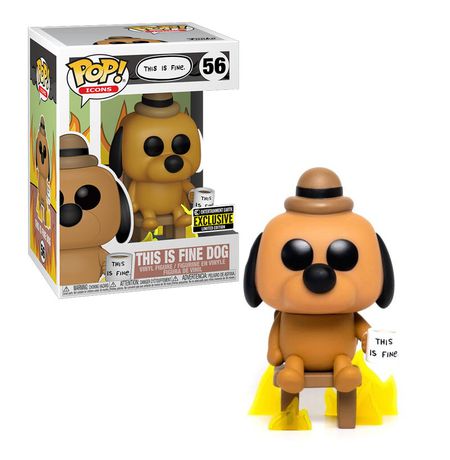 Funko POP! Icons - This Is Fine Dog EE Exclusive #56 + PROTECTOR!