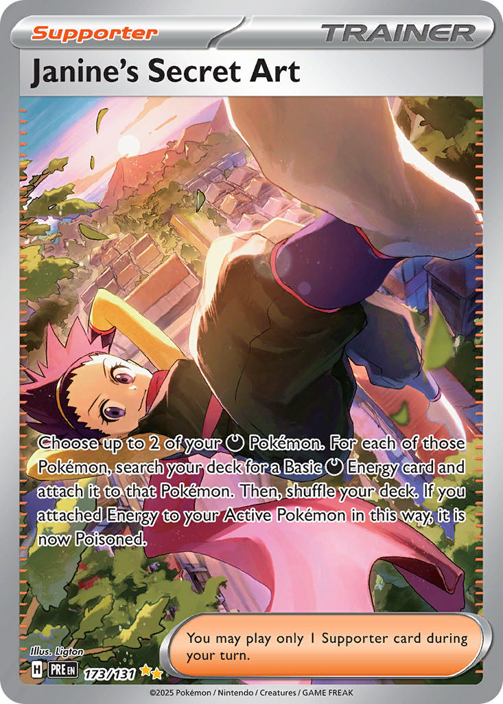 Pokemon TCG! Janine's Secret Art 2025 Prismatic Evolutions #173/131 Special Illustration Rare Near Mint