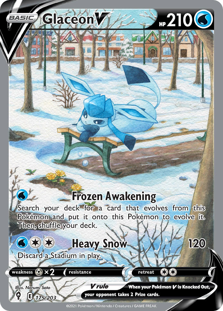 Pokemon TCG! Glaceon V 2021 Evolving Skies #175/203 Ultra Rare