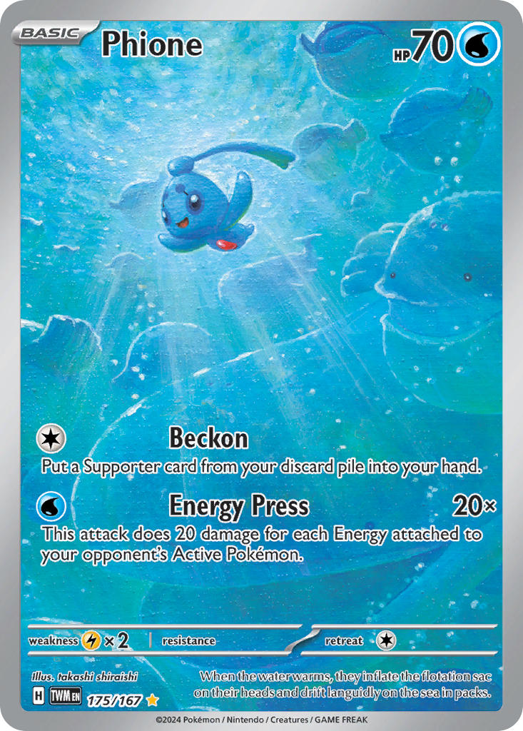 Pokemon TCG! Phione 2024 Twilight Masquerade #175/167 Illustration Rare