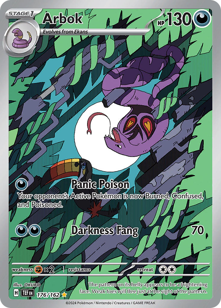 Pokemon TCG! Arbok 2024 Temporal Forces #176/162 Illustration Rare