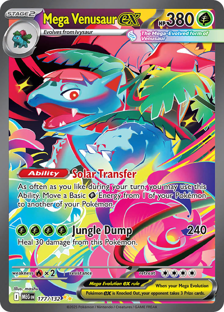 Pokemon TCG! Mega Venusaur ex 2025 Mega Evolution #177/132 Special Illustration Rare Near Mint