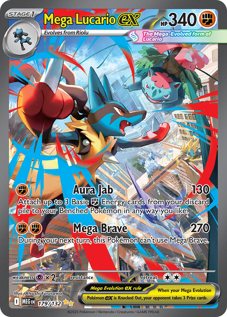 Pokemon TCG! Mega Lucario ex 2025 Mega Evolution #179/132 Special Illustration Rare Near Mint