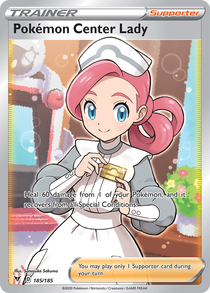 Pokemon TCG! Pokemon Center Lady 2020 Vivid Voltage #185/185 Ultra Rare