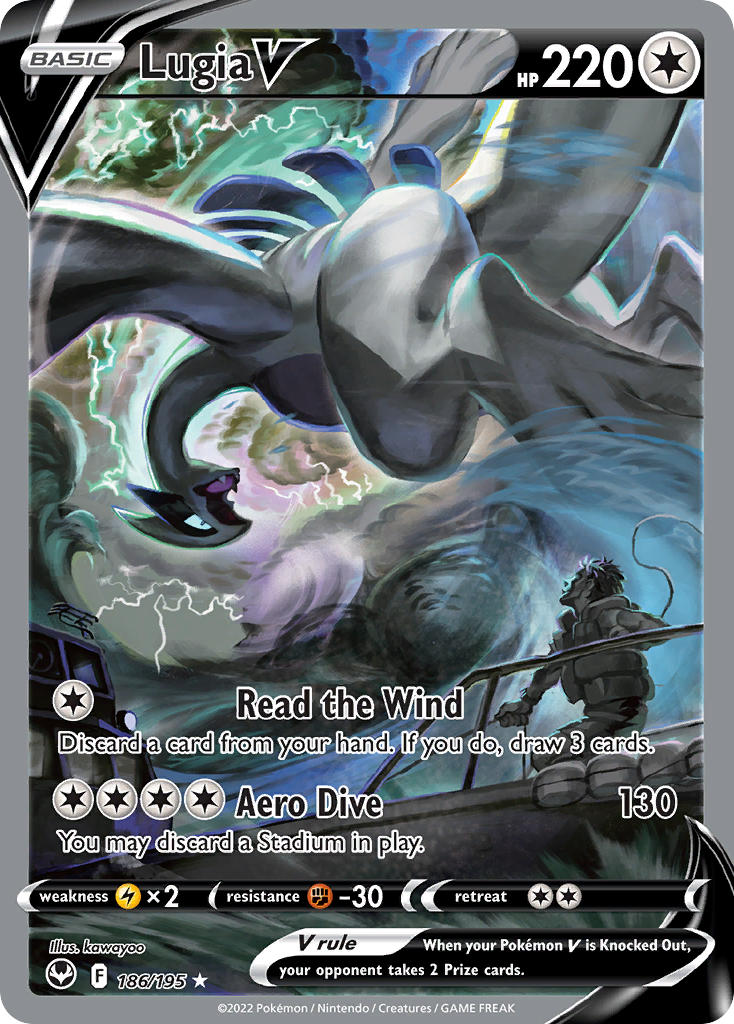 Pokemon TCG! Lugia V 2022 Silver Tempest #186/195 Ultra Rare Near Mint