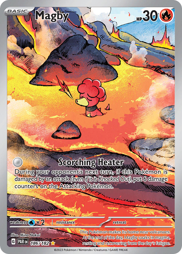 Pokemon TCG! Magby 2023 Paradox Rift #186/182 Illustration Rare