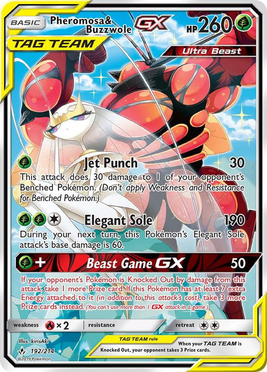 Pokemon TCG! Pheromosa & Buzzwole GX (192) (Alternate Full Art) - SM - Unbroken Bonds (SM10)