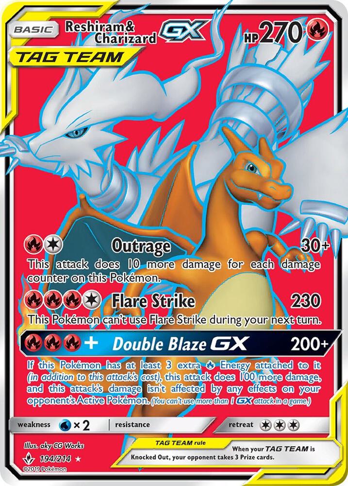 Pokemon TCG! Reshiram & Charizard GX (Full Art) - SM - Unbroken Bonds (SM10)