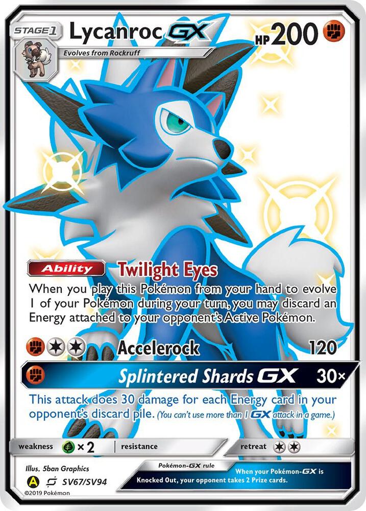 Pokemon TCG! Lycanroc GX (SV67) - Hidden Fates: Shiny Vault (HIF:SV)
