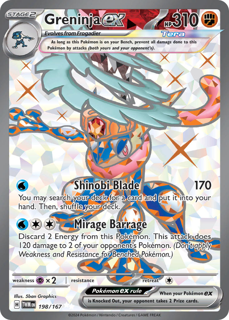 Pokemon TCG! Greninja ex 2024 Twilight Masquerade #198/167 Ultra Rare