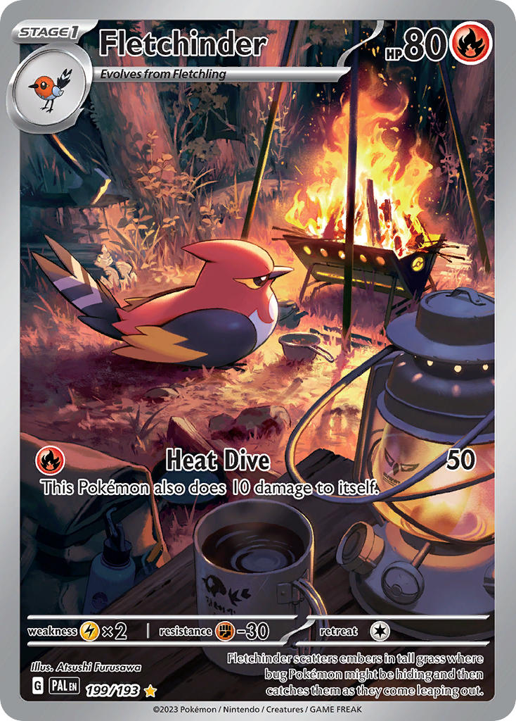 Pokemon TCG! Fletchinder 2023 Paldea Evolved #199/193 Illustration Rare