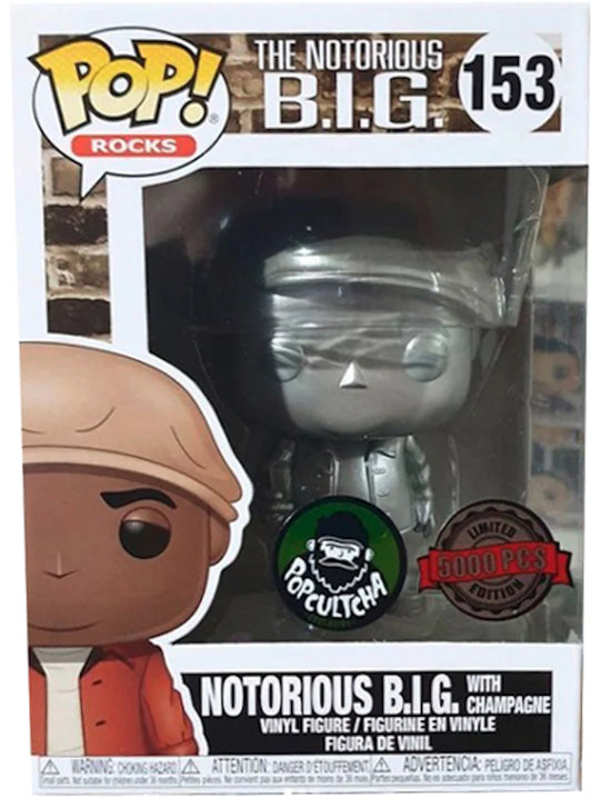 Funko Pop! The Notorious B.I.G - Notorious B.I.G with Champagne (Metallic) 153 Popcultcha Exclusive Limited 5000 PCS Edition (VAULTED)+ Free Protector