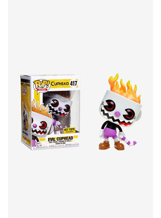 Funko Pop! Cuphead - Evil Cuphead (Soulless) (On Fire) 417 Hot Topic Exclusive + Free Protector