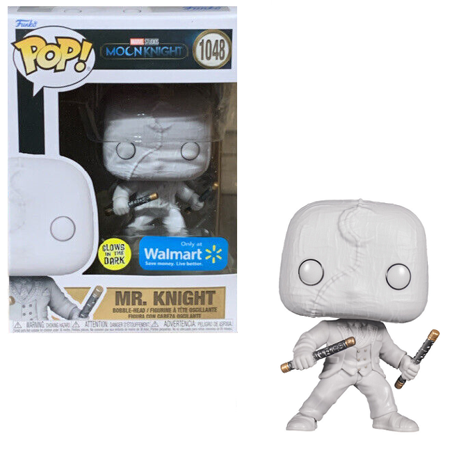 Funko Pop! Marvel Studios Moon Knight - Mr. knight 1048 Glows in the Dark Walmart Exclusive + Free Protector