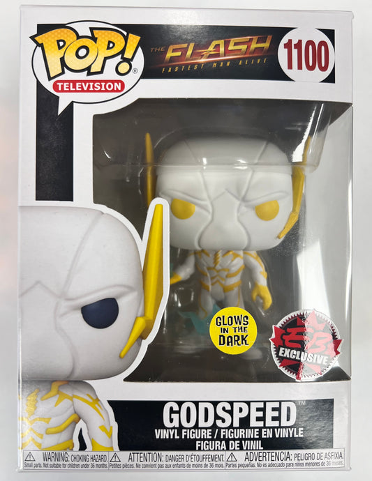 Funko Pop! DC The Flash Fastest Man Alive - Godspeed 1100 Glows in the Dark EB Exclusive + Free Protector