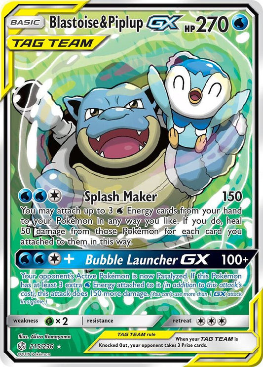 Pokemon TCG! Blastoise & Piplup GX (Alternate Full Art) - SM - Cosmic Eclipse (SM12)